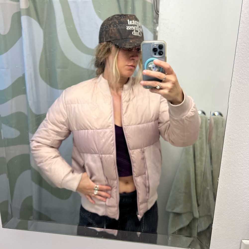 Lululemon Light Pink Puffer Bomber Jacket Reversible